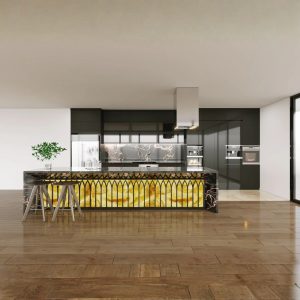 Bộ tủ bếp Penthouse Tủ bếp inox nhập khẩu cánh kính