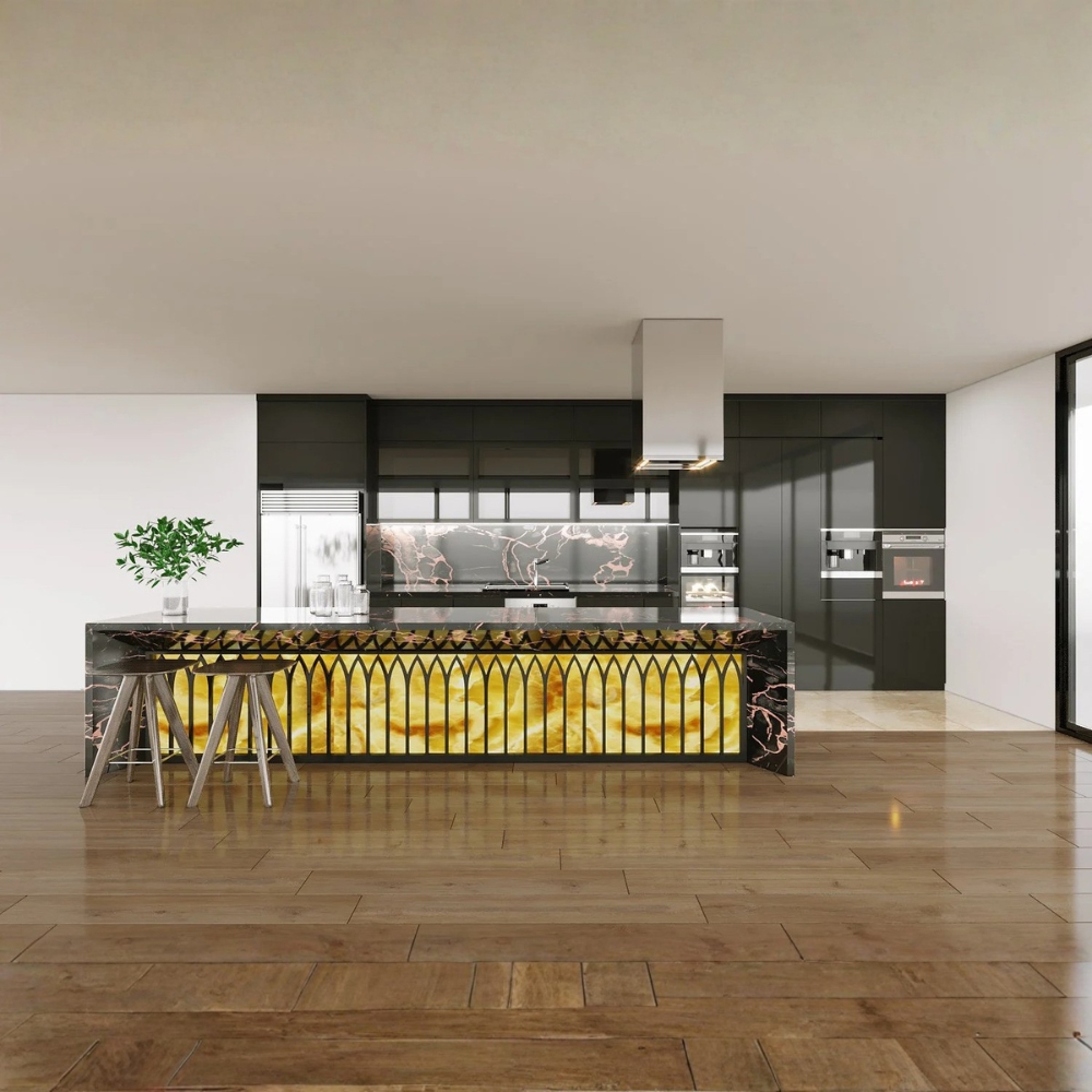Bộ tủ bếp Penthouse Tủ bếp inox nhập khẩu cánh kính